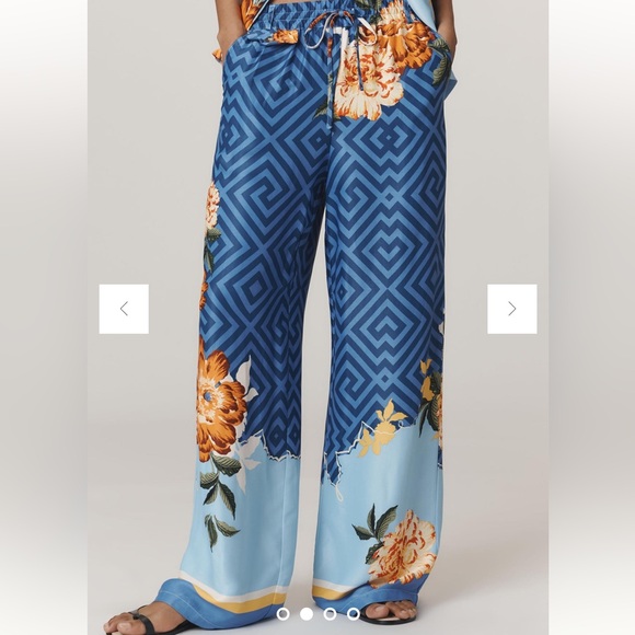 Anthropologie Pants - Anthropologie Maeve Straight-Leg Pull-On Satin Tropical Floral Pants NWT